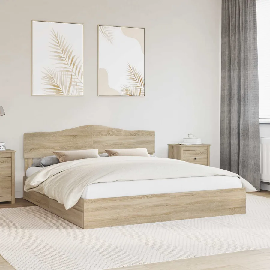 Lit de Rangement Chêne Sonoma 180 x 200 cm Bois d'ingénierie