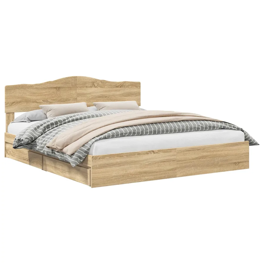 Lit de Rangement Chêne Sonoma 180 x 200 cm Bois d'ingénierie - 2