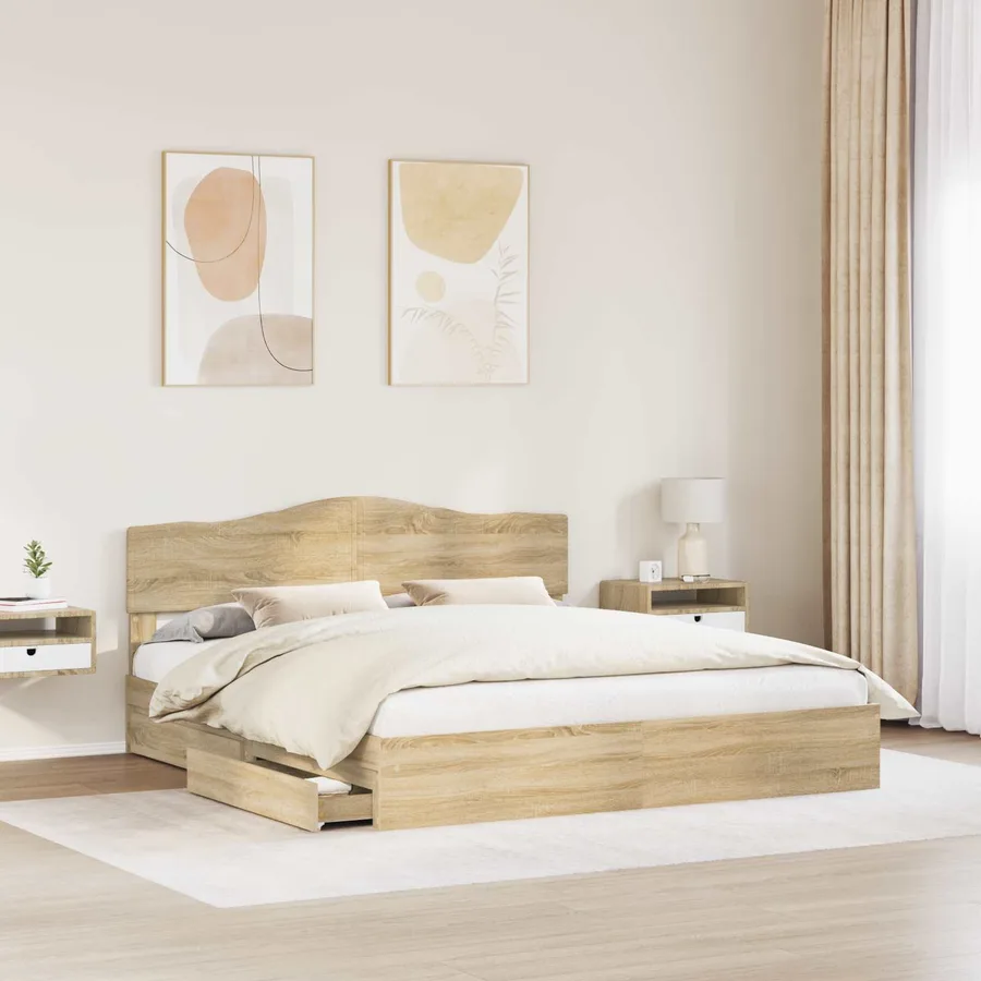 Lit de Rangement Chêne Sonoma 180 x 200 cm Bois d'ingénierie - 3