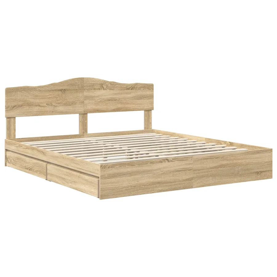 Lit de Rangement Chêne Sonoma 180 x 200 cm Bois d'ingénierie - 4