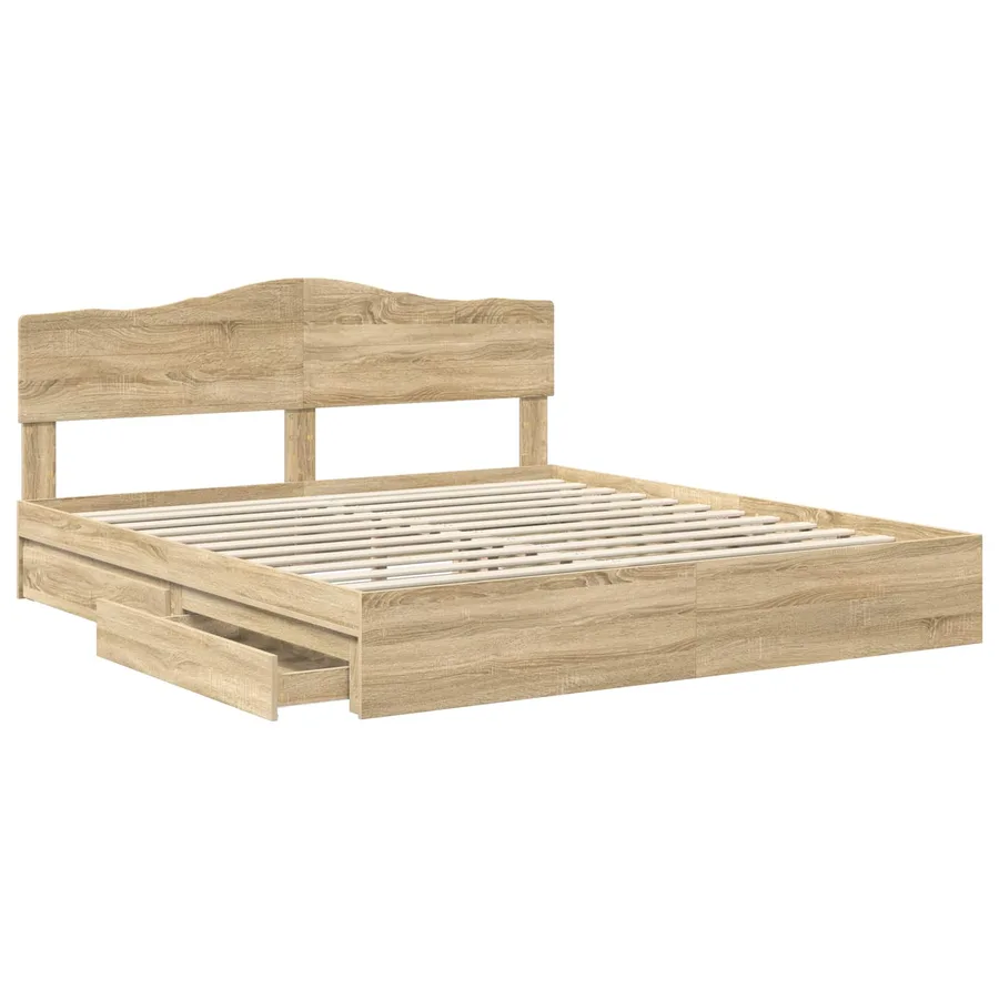 Lit de Rangement Chêne Sonoma 180 x 200 cm Bois d'ingénierie - 5