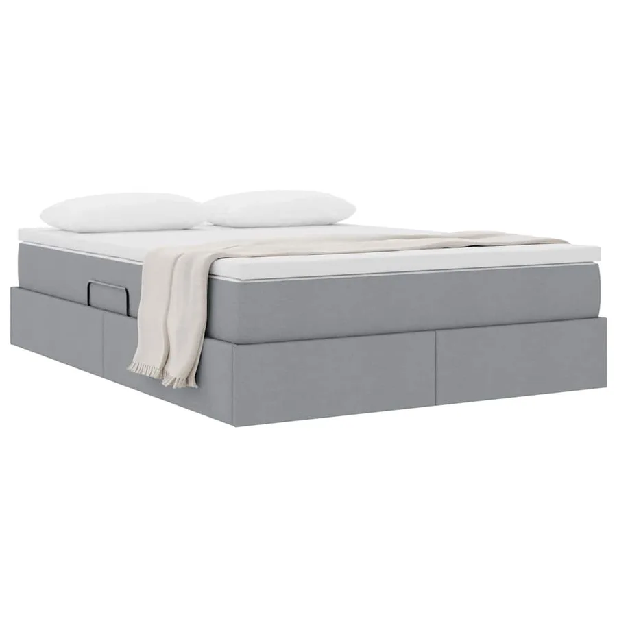 Lit avec rangement et matelas Gris clair 140 x 200 cm Polyester - 3