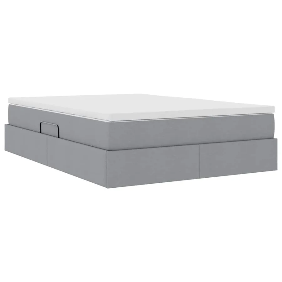 Lit avec rangement et matelas Gris clair 140 x 200 cm Polyester - 5