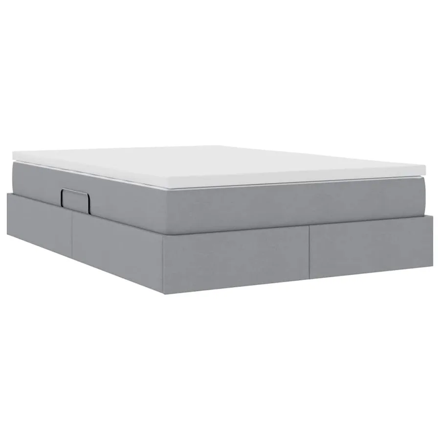 Lit avec rangement et matelas Gris clair 140 x 200 cm Polyester - 8