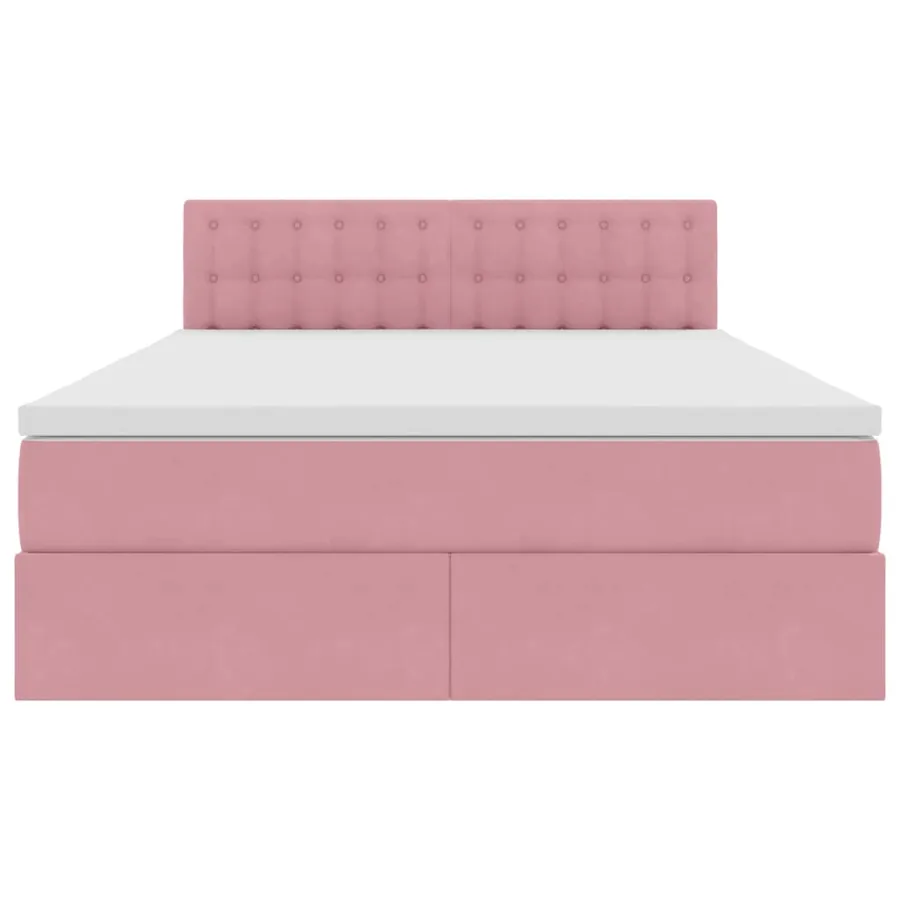 Lit de Rangement avec matelas Rose 140 x 200 cm Velours - 7
