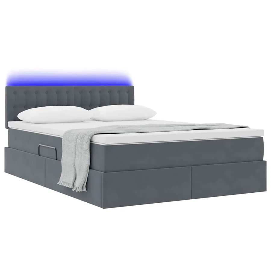 Lit de rangement LED avec matelas Gris foncé 140 x 200 cm - 3