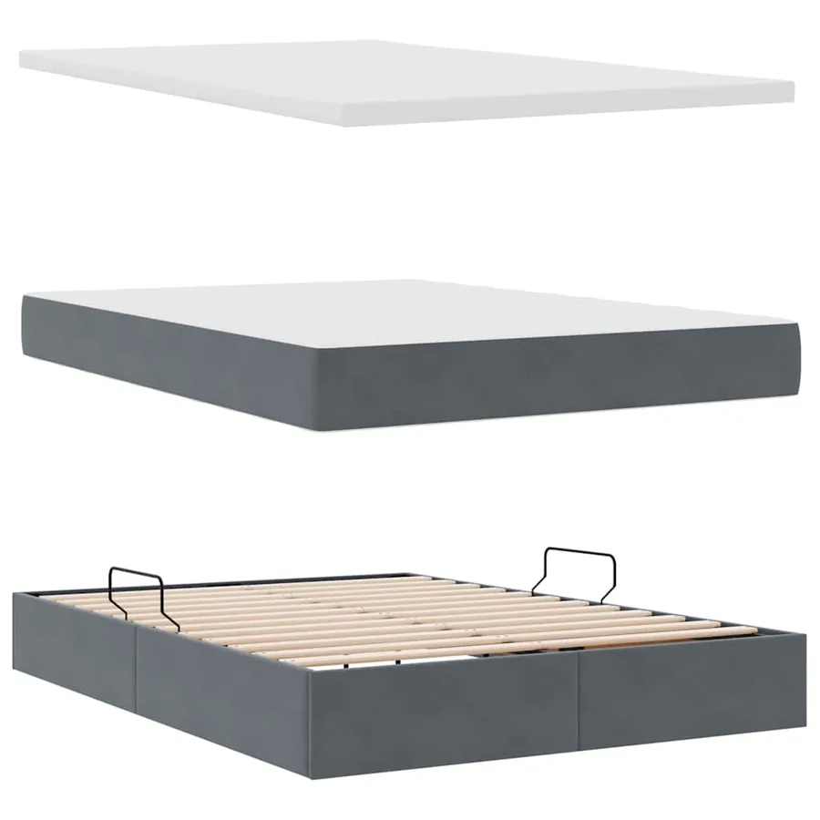 Lit de rangement LED avec matelas Gris foncé 140 x 200 cm - 9
