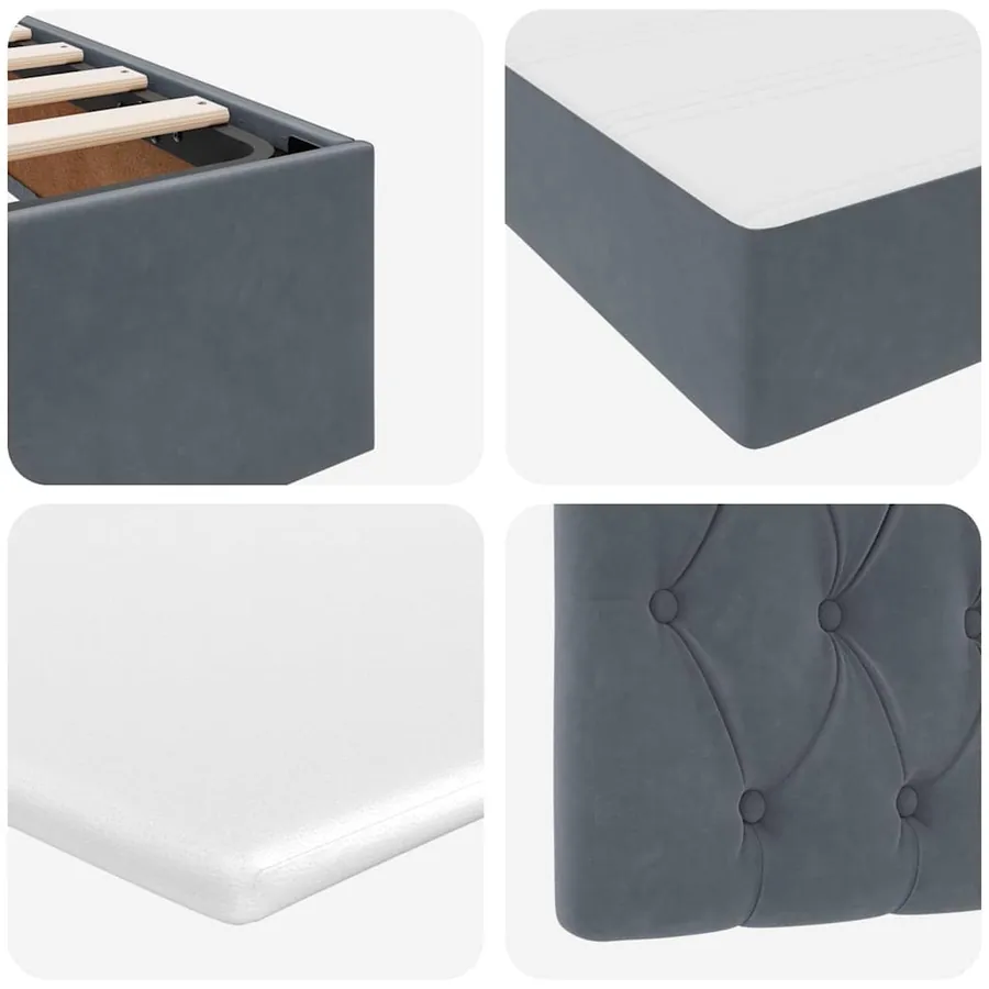Lit de rangement LED avec matelas Gris foncé 140 x 200 cm - 13