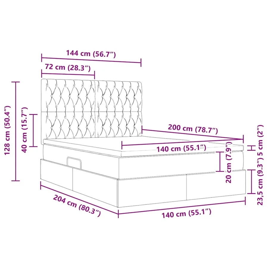 Lit de rangement LED avec matelas Gris foncé 140 x 200 cm - 17