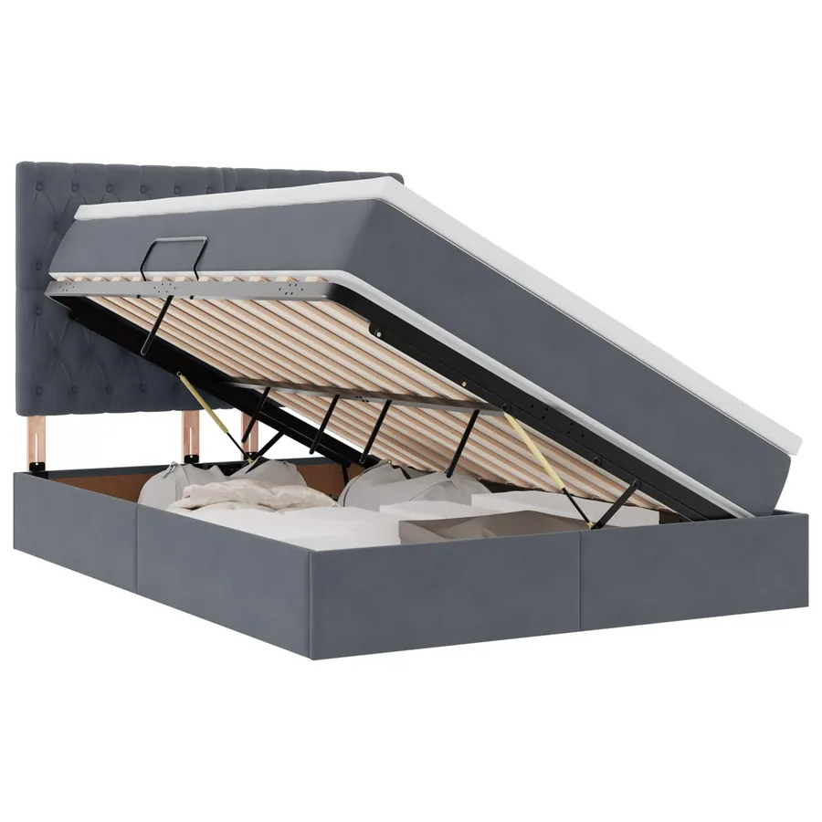 Lit de rangement LED avec matelas Gris foncé 140 x 200 cm - 2