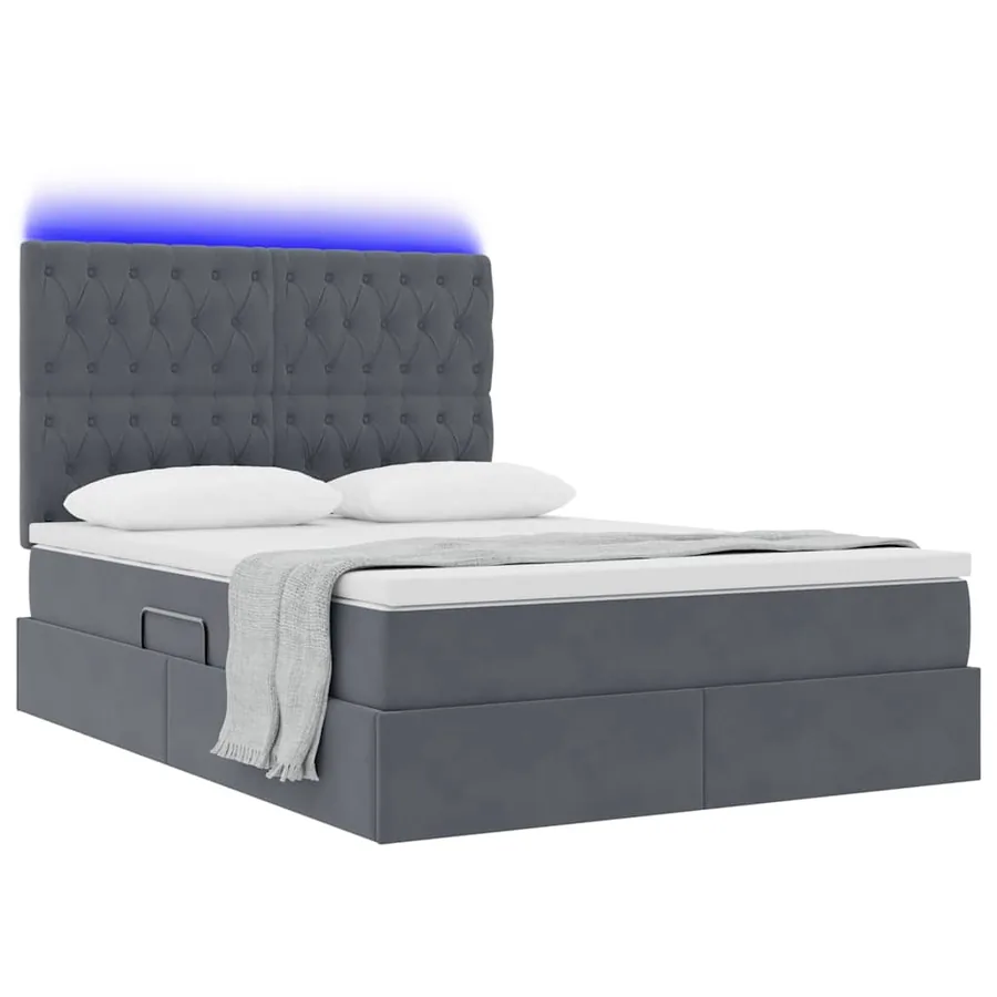Lit de rangement LED avec matelas Gris foncé 140 x 200 cm - 3
