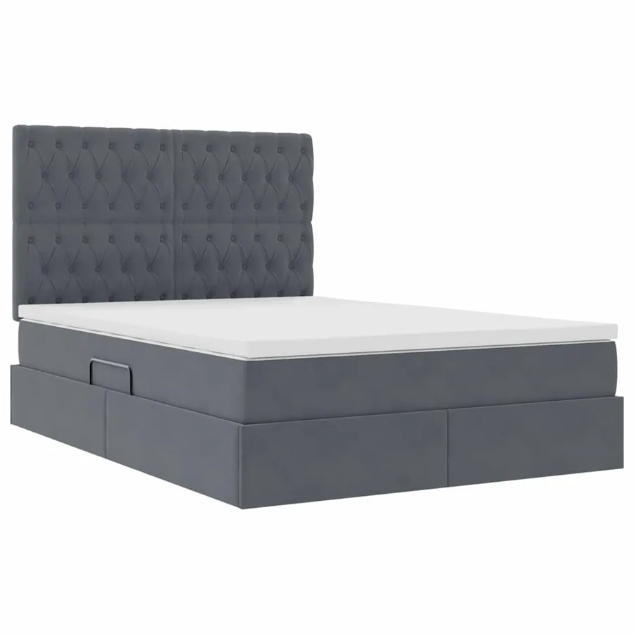 Lit de rangement LED avec matelas Gris foncé 140 x 200 cm - 6