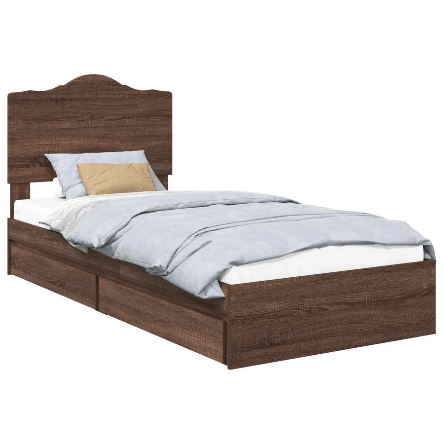 Lit de Rangement Chêne brun 100 x 200 cm Bois d'ingénierie - 2