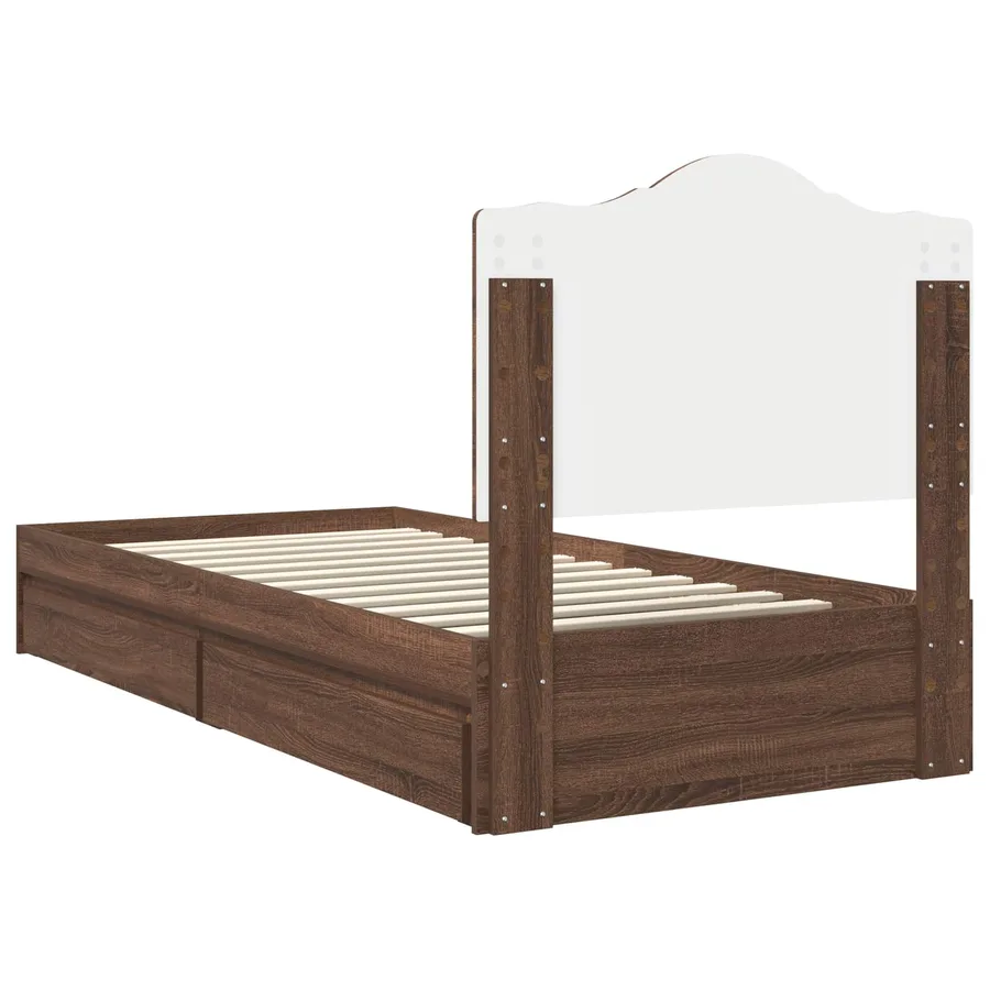 Lit de Rangement Chêne brun 100 x 200 cm Bois d'ingénierie - 8