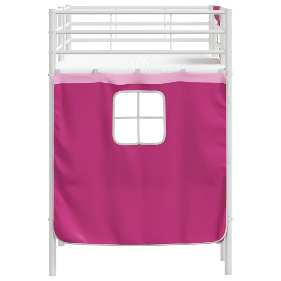 Cadre de Lit Mezzanine pour Enfants avec Rideaux Blanc et rose - 9