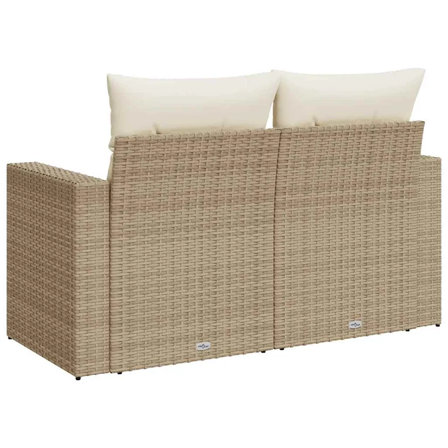 Canapé de jardin avec coussins 2 places beige résine tressée - 6
