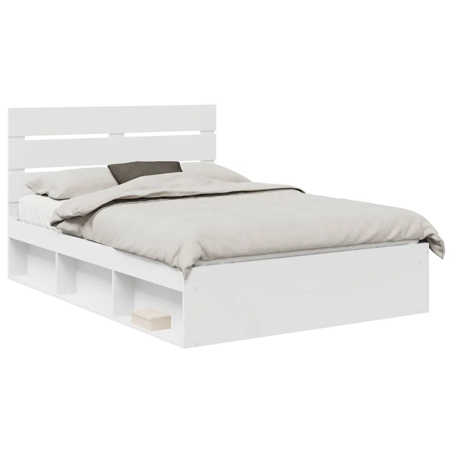 Cadre de lit Blanc 140 x 190 cm Bois de pin massif - 2