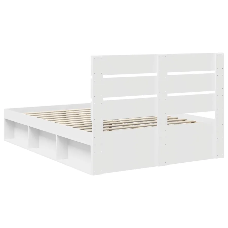 Cadre de lit Blanc 140 x 190 cm Bois de pin massif - 9