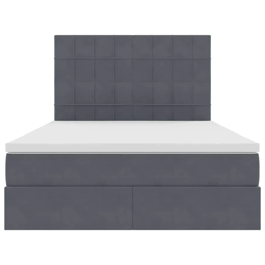 Lit avec rangement et matelas Gris foncé 140 x 200 cm Velours - 7