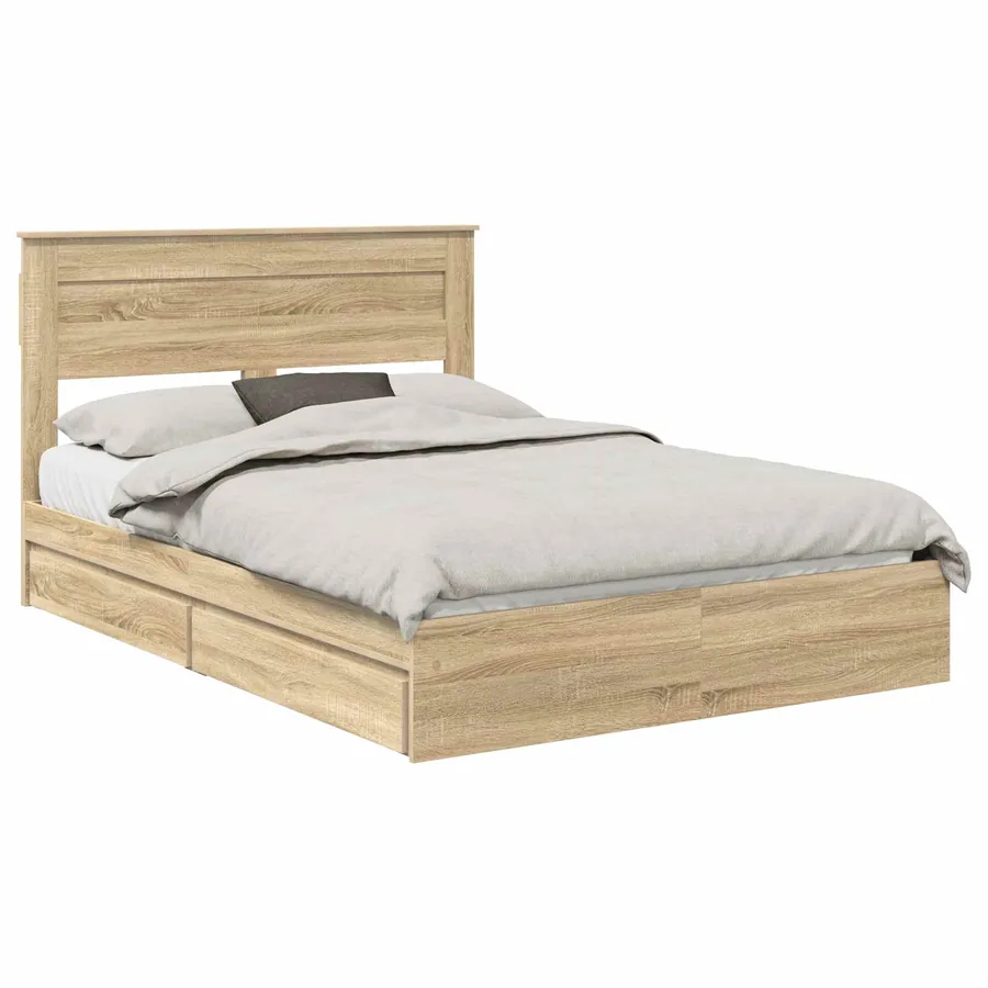 Lit de Rangement Chêne Sonoma 140 x 190 cm Bois d'ingénierie - 2
