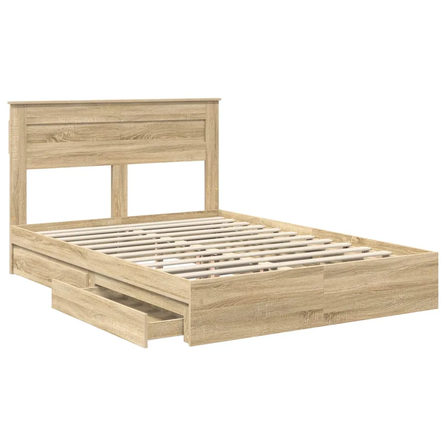 Lit de Rangement Chêne Sonoma 140 x 190 cm Bois d'ingénierie - 5