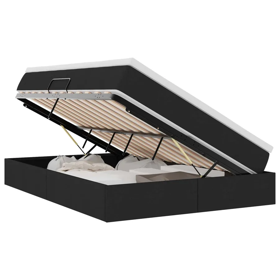 Lit avec rangement et matelas Noir 140 x 200 cm Polyester - 2
