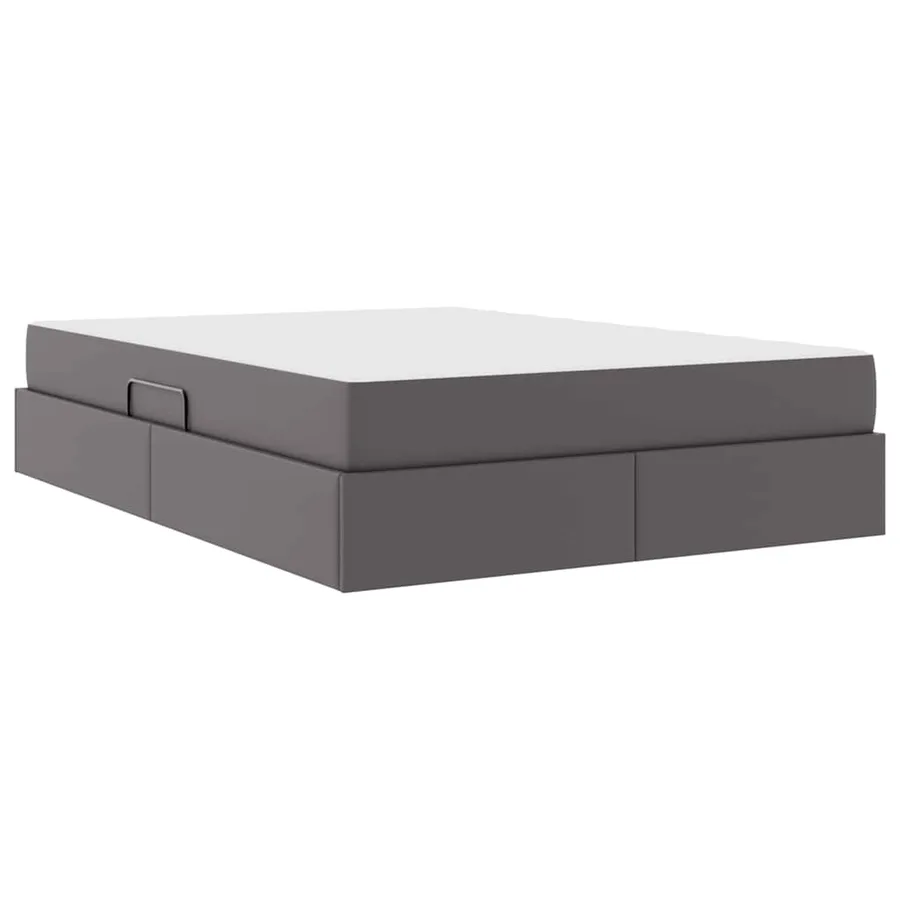 Lit avec rangement et matelas avec matelas 2 pcs Gris Cuir - 5