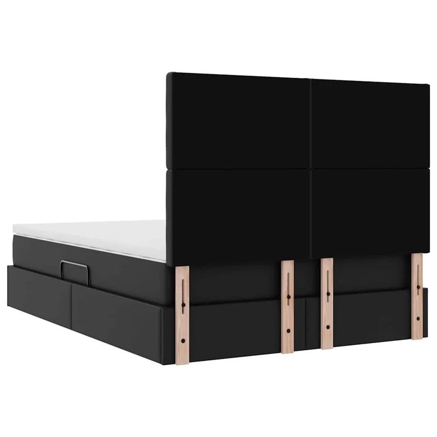 Lit de Rangement Noir 140 x 200 cm Cuir synthétique - 11
