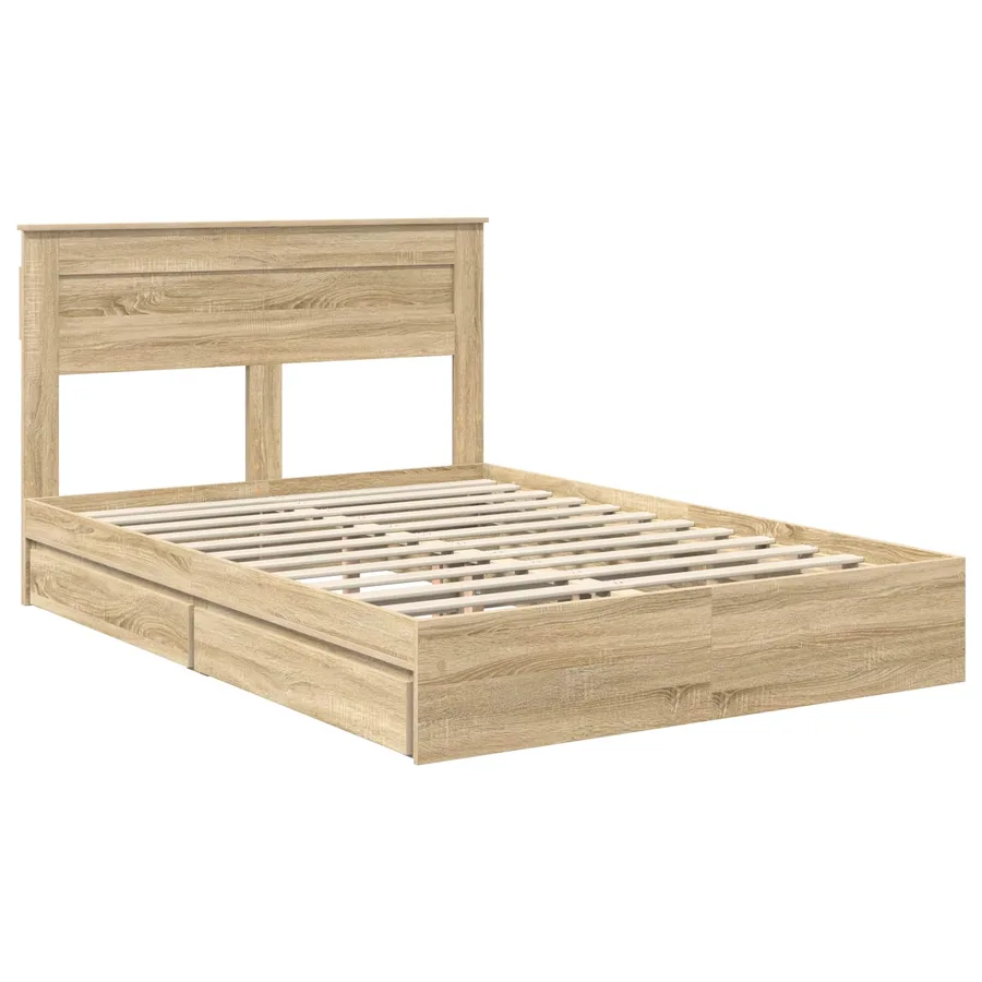 Lit de Rangement Chêne Sonoma 140 x 200 cm Bois d'ingénierie - 4