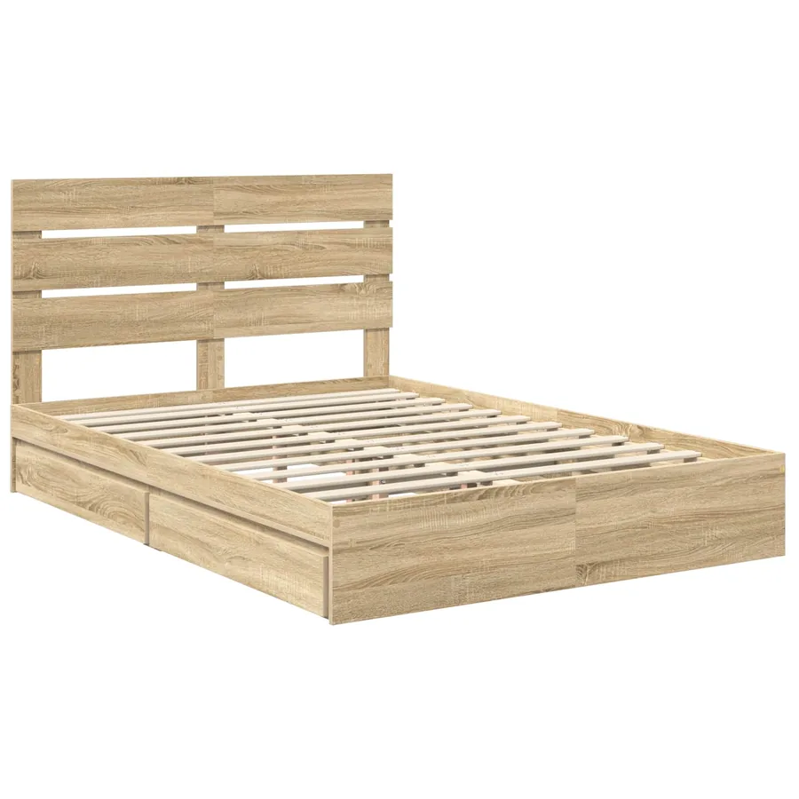 Lit de Rangement Chêne Sonoma 140 x 200 cm Bois d'ingénierie - 4