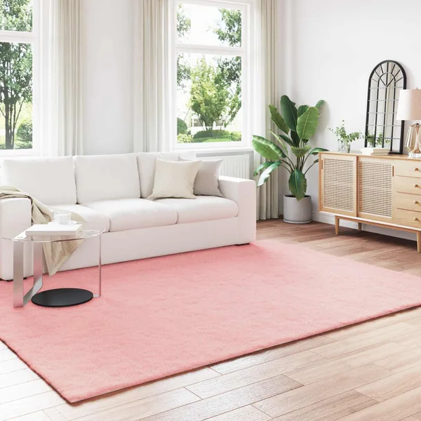 Tapis antidérapant en fausse de lapin OLITE Rose 200 x 280 cm