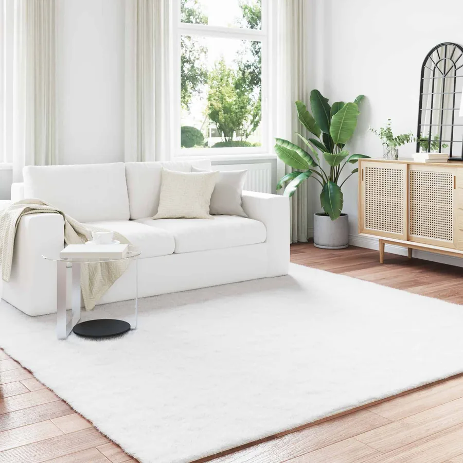 Tapis antidérapant en fausse de lapin OLITE Blanc 200 x 200 cm