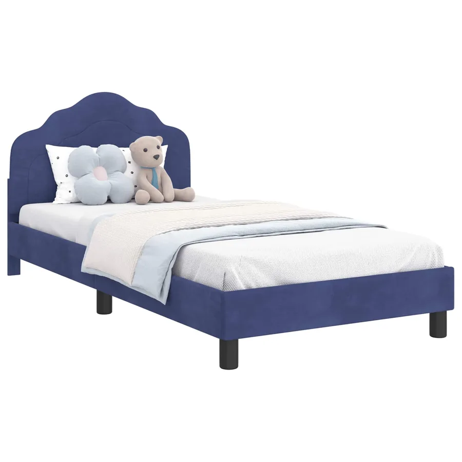 Cadre de lit pour enfants avec tête de lit Bleu police Velours - 2