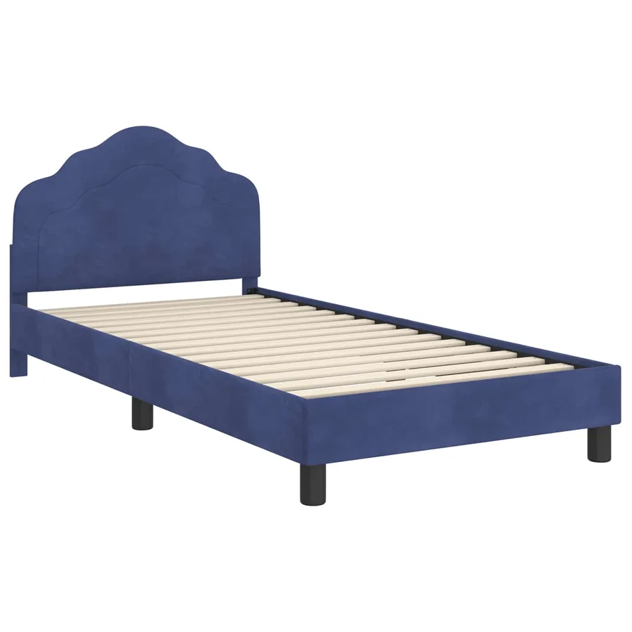 Cadre de lit pour enfants avec tête de lit Bleu police Velours - 4