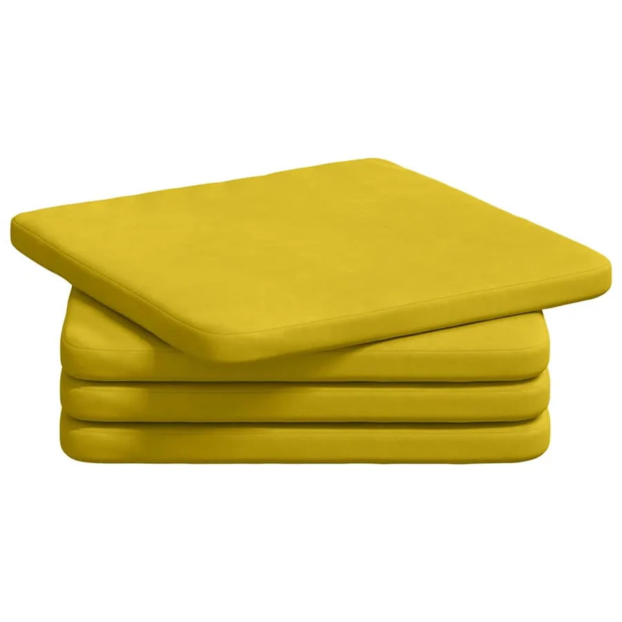 Coussins de siège 4 pcs Jaune 40 x 40 x 3 cm Velours - 2