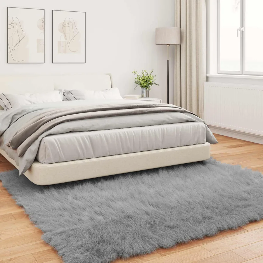 Tapis en fausse TAFALLA Gris 200 x 200 cm Polyester - 4