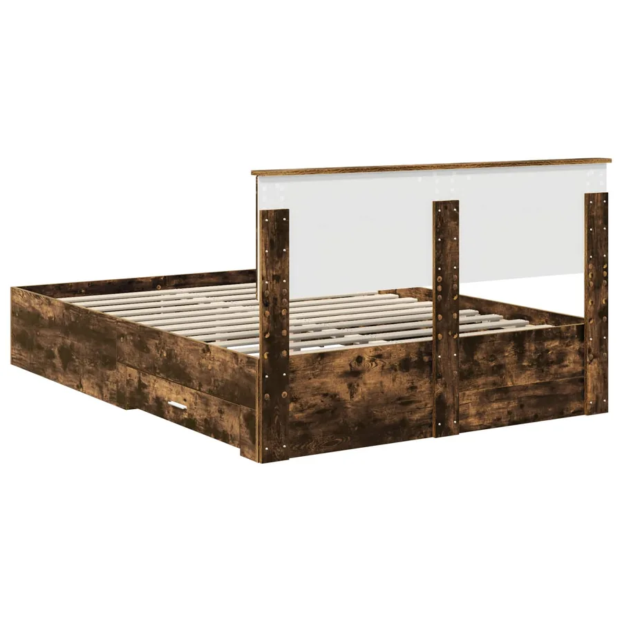 Cadre de lit Chêne fumé 140 x 200 cm Bois d'ingénierie - 8