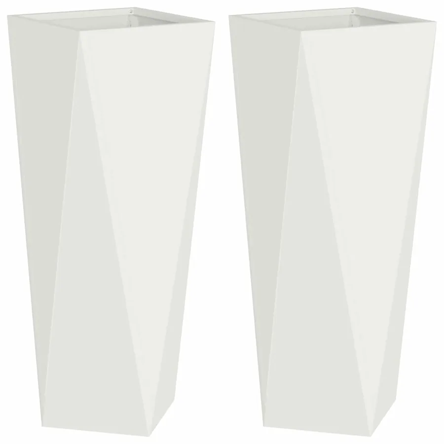Jardinière 2 pc Blanc 30 x 30 x 75 cm Acier - 2
