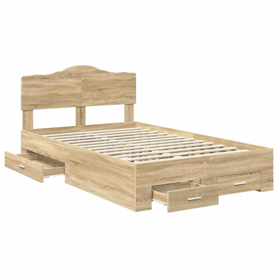 Cadre de lit Chêne Sonoma 135 x 190 cm Bois d'ingénierie - 5