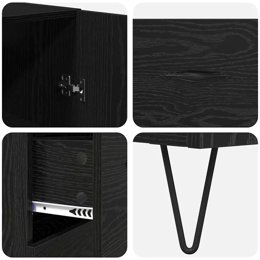 Haut Armoire 2 pcs Chêne noir Bois d'ingénierie et verre - 11