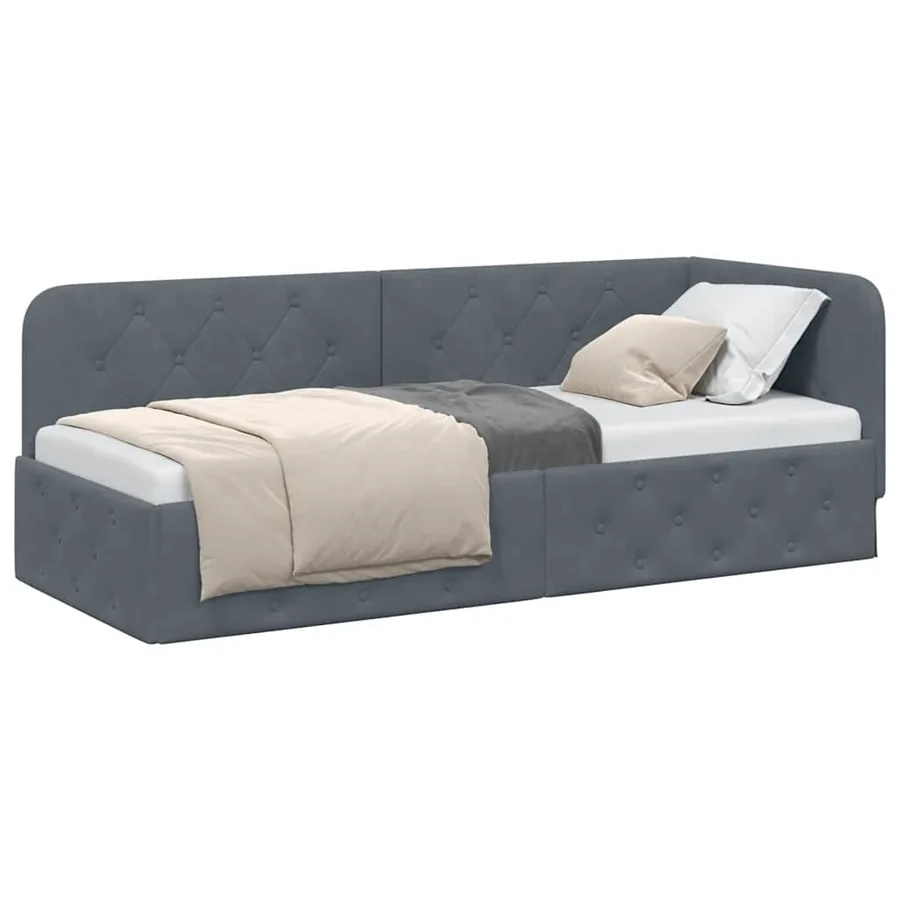 Cadre de lit d'angle Gris foncé 80 x 200 cm Velours - 3