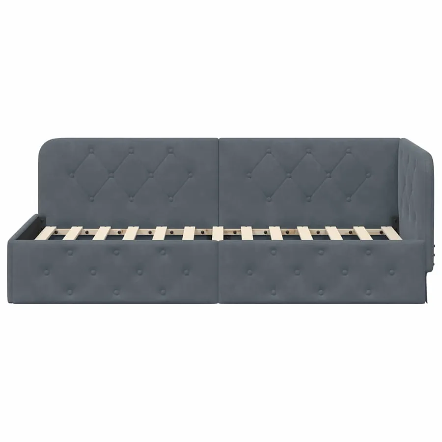 Cadre de lit d'angle Gris foncé 80 x 200 cm Velours - 5