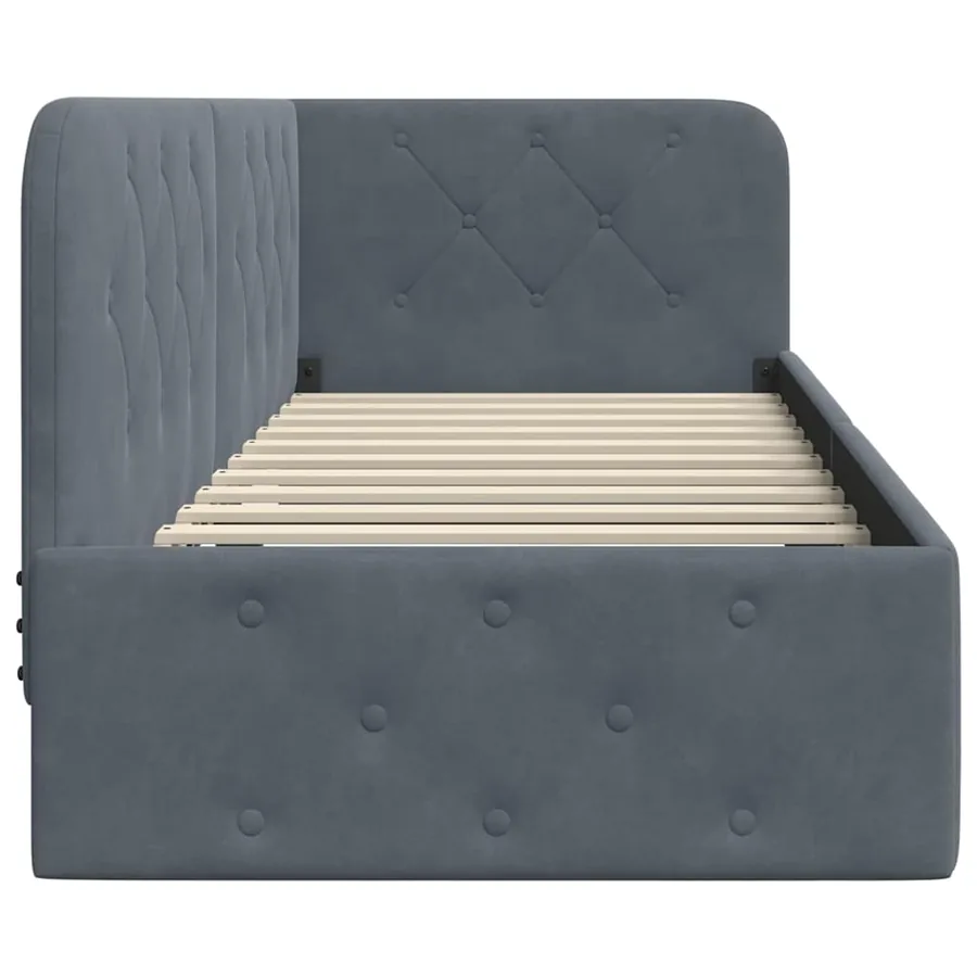 Cadre de lit d'angle Gris foncé 80 x 200 cm Velours - 6
