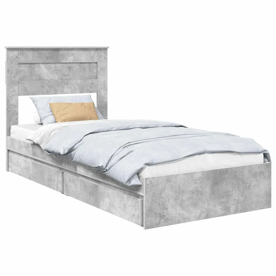 Lit de Rangement Gris béton 90 x 190 cm Bois d'ingénierie - 2