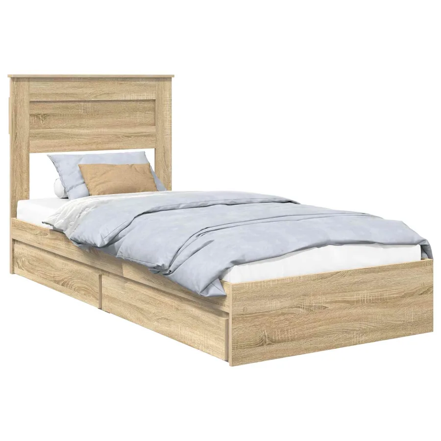 Lit de Rangement Chêne Sonoma 75 x 190 cm Bois d'ingénierie - 2