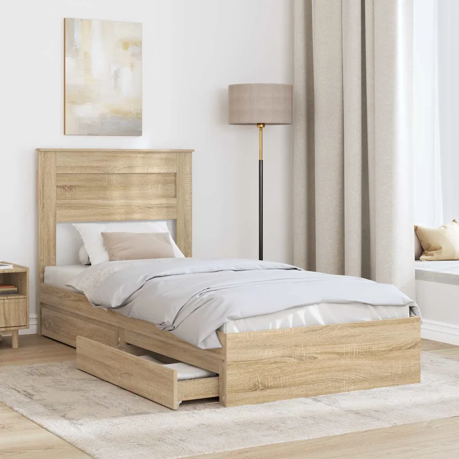 Lit de Rangement Chêne Sonoma 75 x 190 cm Bois d'ingénierie - 3