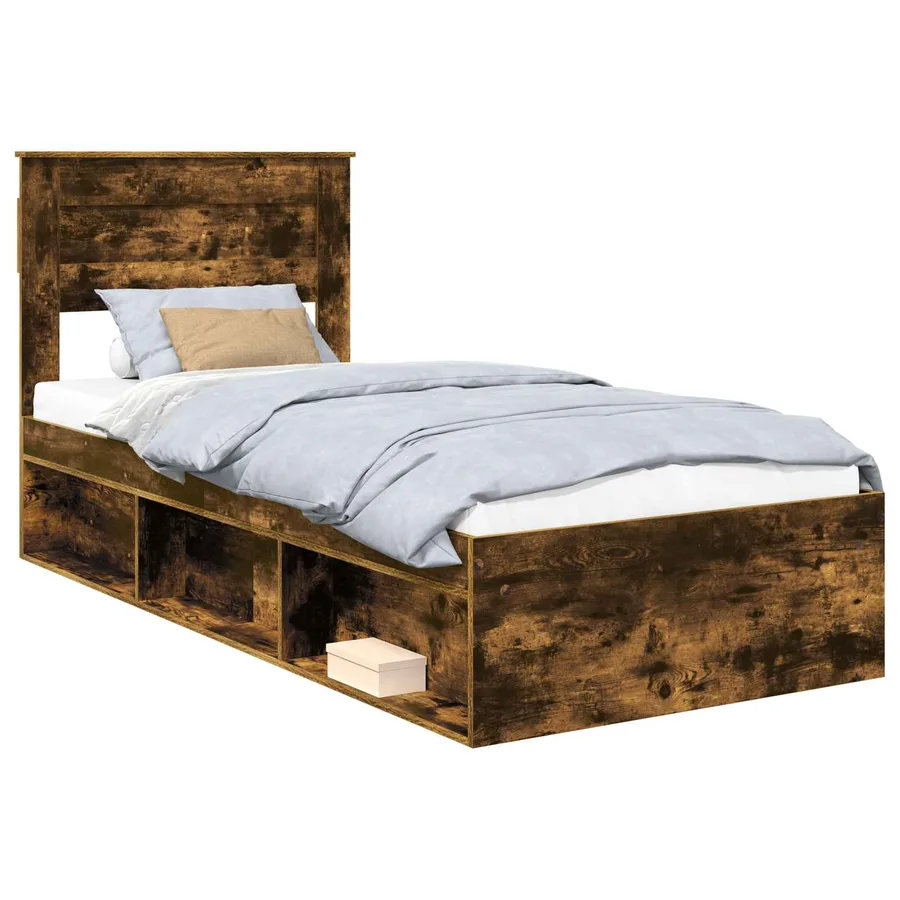 Cadre de lit Chêne fumé 90 x 200 cm Bois de pin massif - 2