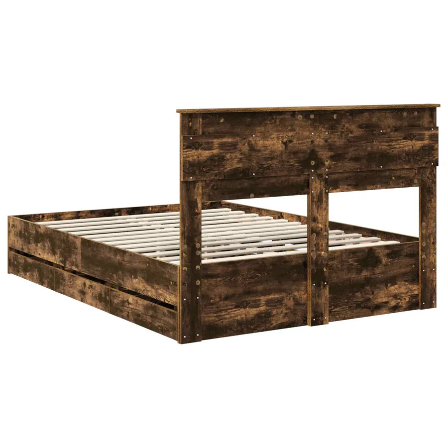 Cadre de lit Chêne fumé 140 x 200 cm Bois Ingénierie - 10