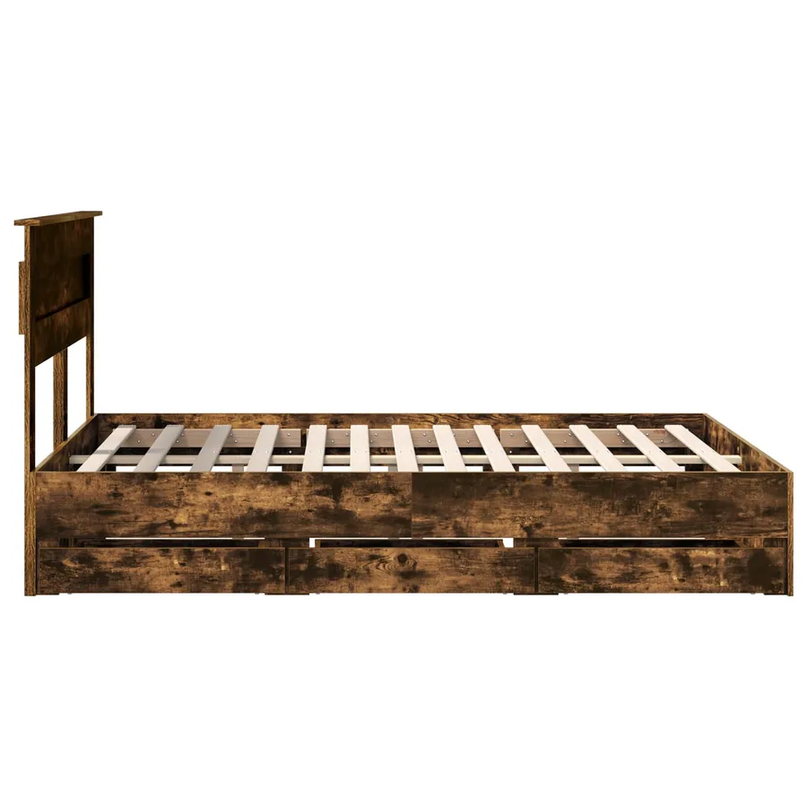 Cadre de lit Chêne fumé 140 x 200 cm Bois Ingénierie - 9