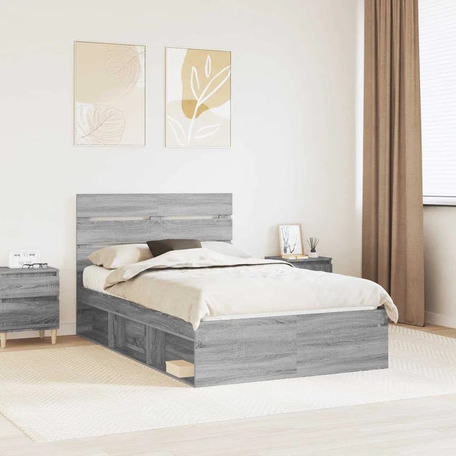 Cadre de lit Gris Sonoma 120 x 200 cm Pin massif